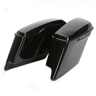 5" Stretched Hard Saddlebags Extended Vivid Black For 14-21 Harley Saddle Bags - Moto Life Products