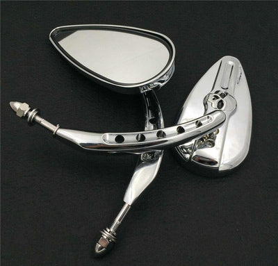 Chrome Skull Side Mirrors For Harley Touring Electra Glide Ultra Classic Ultra L - Moto Life Products
