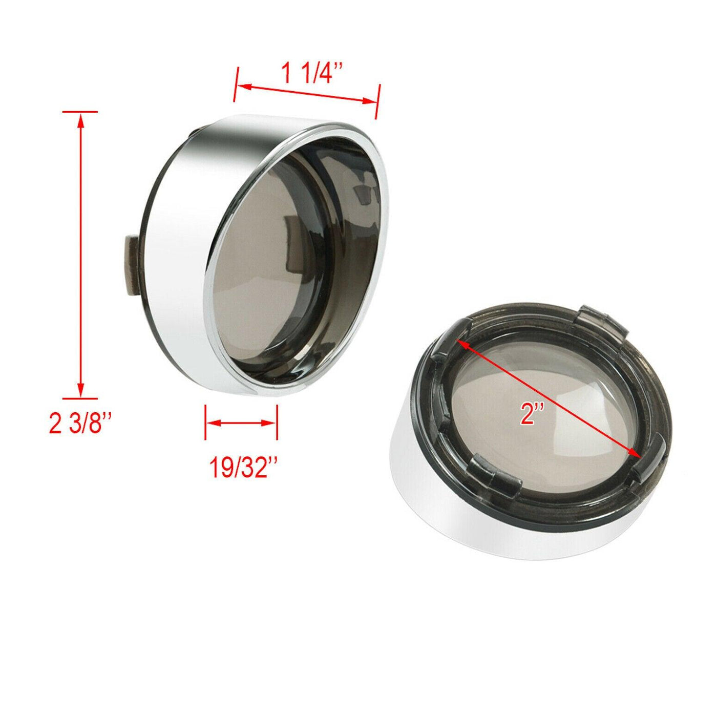 2"Turn Signal Lights Visor Chrome Ring Somke Lens Fit For Harley Dyna Sportster - Moto Life Products