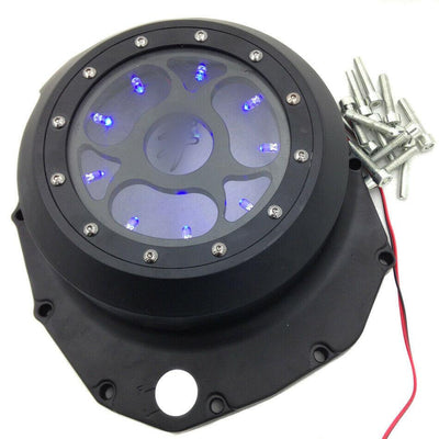 Blue LED See Through Engine Clutch Cover For Suzuki GSXR1300 Hayabusa 99-20 Blac - Moto Life Products