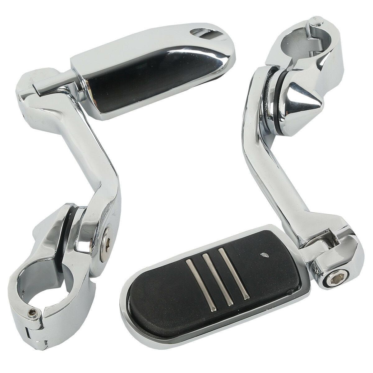 Chrome 1-1/4" Pegstreamliner Long Angled Highway Guard Foot Pegs For Harley - Moto Life Products