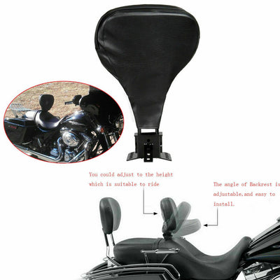 Black Adjustable Driver Rider Backrest For 2009-2021 Harley Touring quick attach - Moto Life Products