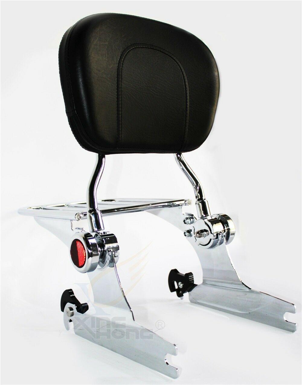 Adjustable Backrest Sissy Bar Luggage Rack For Harley Softail 200Mm 06 Up Chrome - Moto Life Products