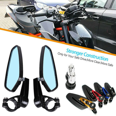 Universal 7/8" Handle Bar End Rearview Side Mirrors for Motorcycle Honda Suzuki - Moto Life Products