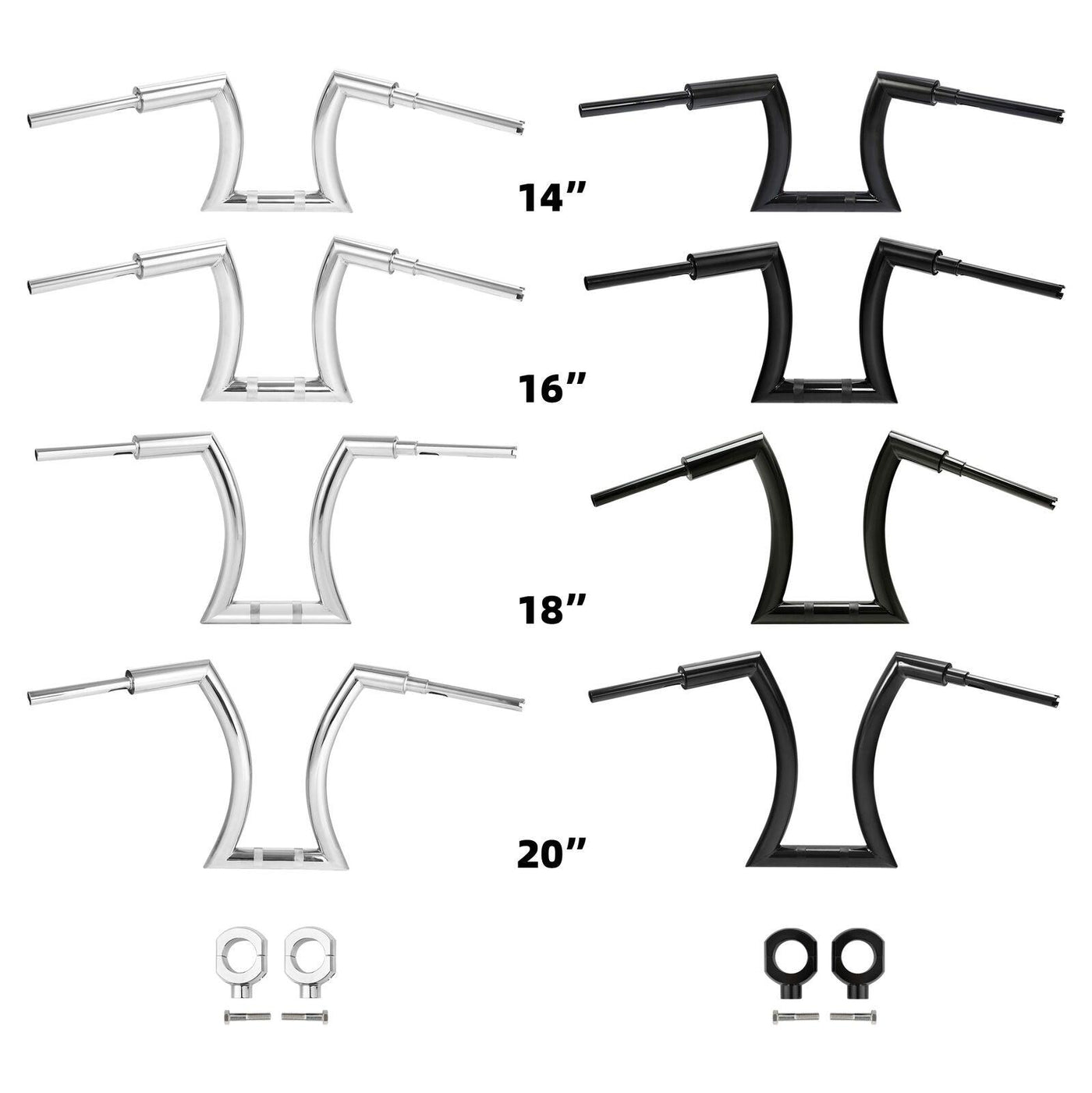 14" 16"18" 20" Rise 2"Hanger Handlebar Risers Fit For Harley Softail SportsterXL - Moto Life Products