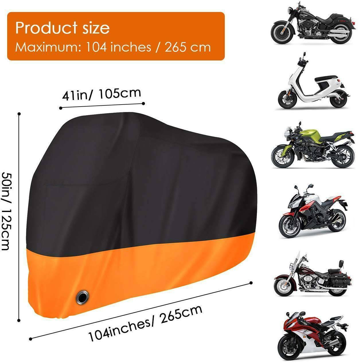 XXL Heavy Duty Motorcycle Cover Waterproof Bike Outdoor Rain Dust UV Protector A - Moto Life Products