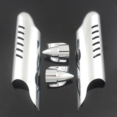 Pair Chrome Fork Lower Leg Deflectors Shield Cover For Harley Touring Road king - Moto Life Products