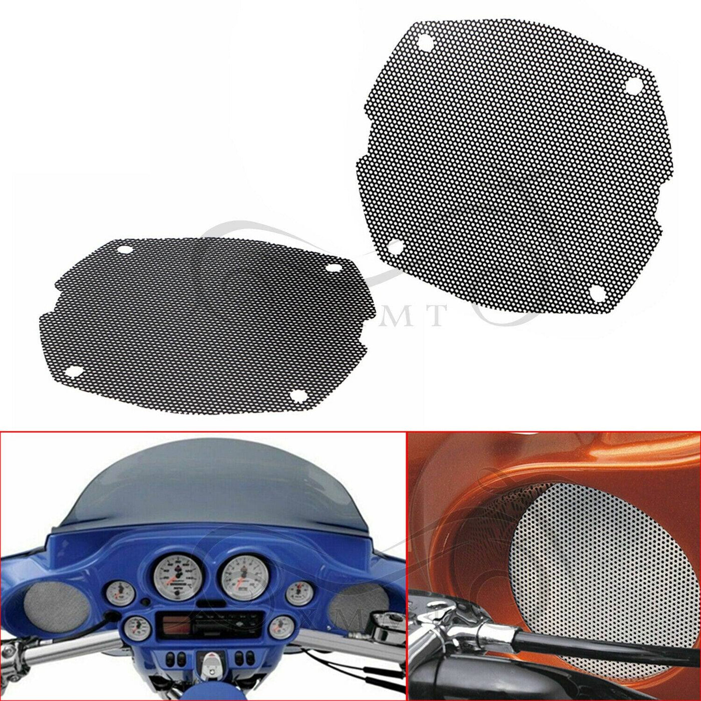 Black Mesh Front Fairing Speaker Grill Grilles Covers For Harley Touring Batwing - Moto Life Products