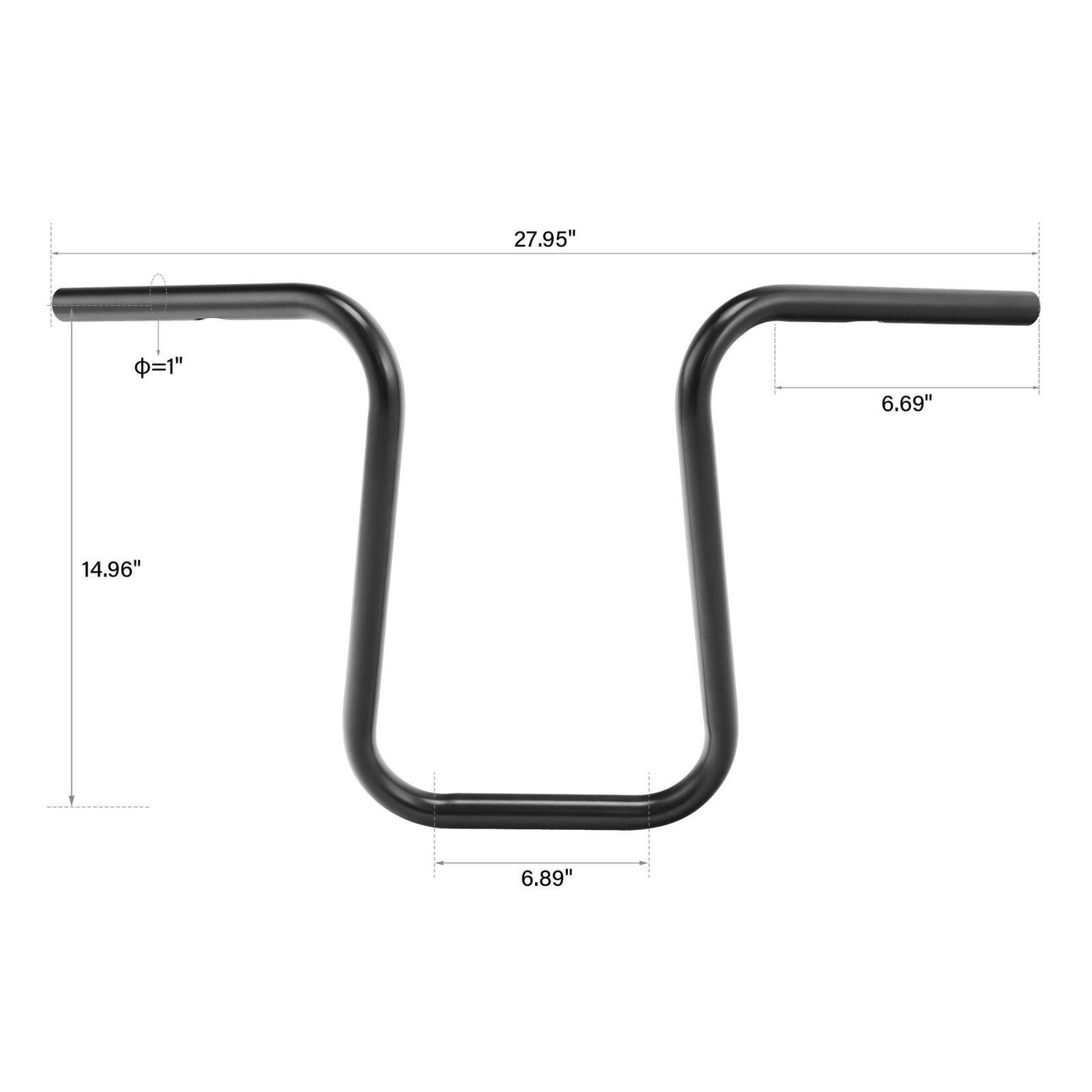 Black/Chrome 14.96" Rise 1" Ape Hanger Bar Handlebar Fit For Harley Dyna Fat Bob - Moto Life Products