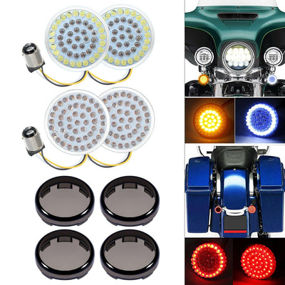 2" 1157 LED Bullet Turn Signals Light Inserts Smoke Lens Cover Fit for Harley - Moto Life Products