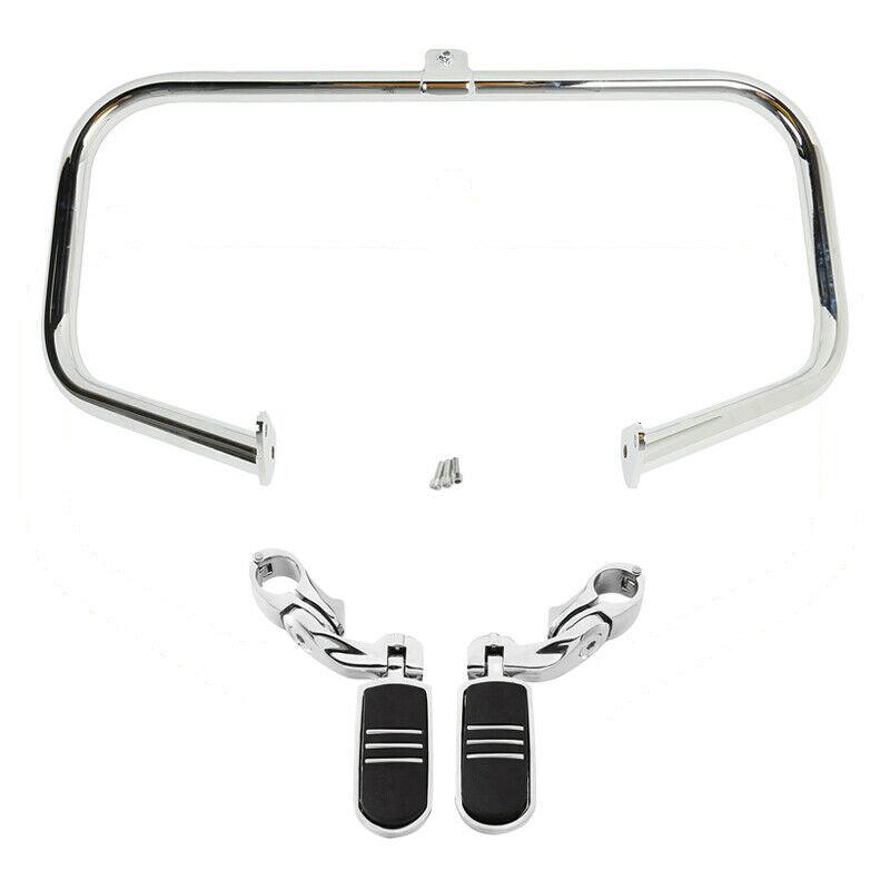 Chrome Engine Guard Crash Bar W/ Footpeg Fit For Harley Road King Glide 97-08 07 - Moto Life Products