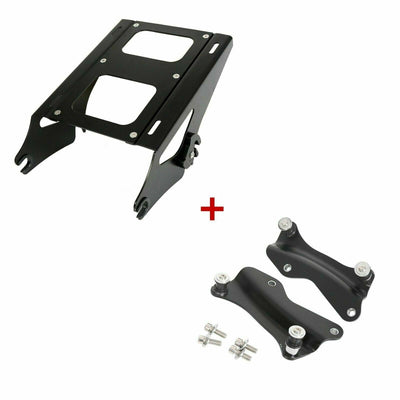 Black Detachable Two-Up Luggage Rack mount Docking For 2014-UP Harley Touring - Moto Life Products