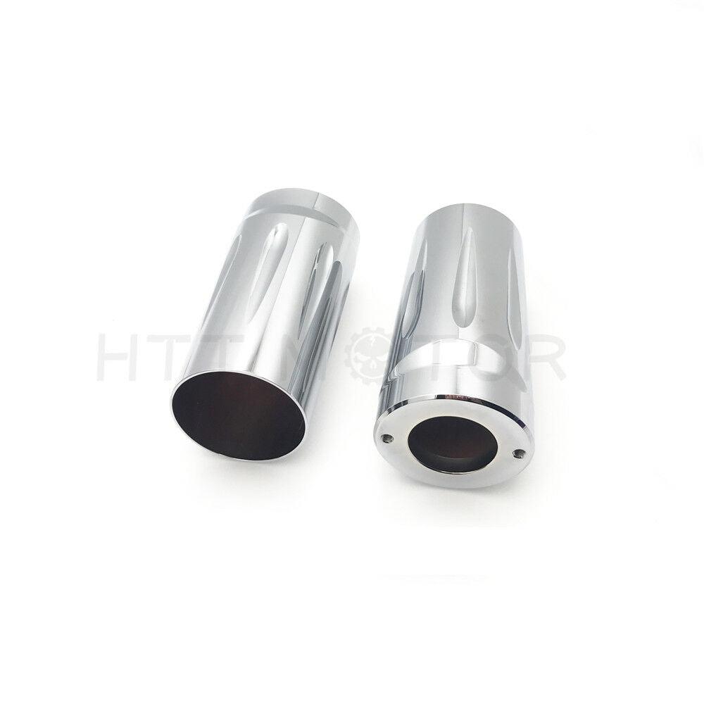Chrome Deep CNC Cut Upper Fork Boot Slider Covers for Harley 86-13 FLH/FLHR - Moto Life Products