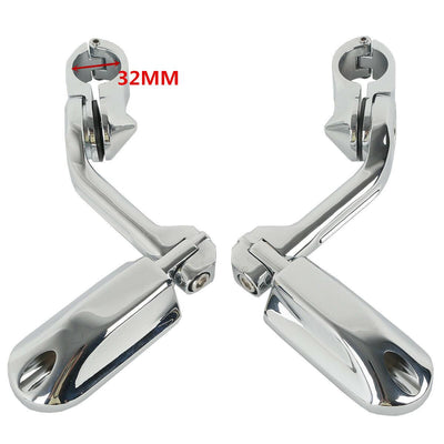 Chrome 1-1/4" Pegstreamliner Long Angled Highway Guard Foot Pegs For Harley - Moto Life Products