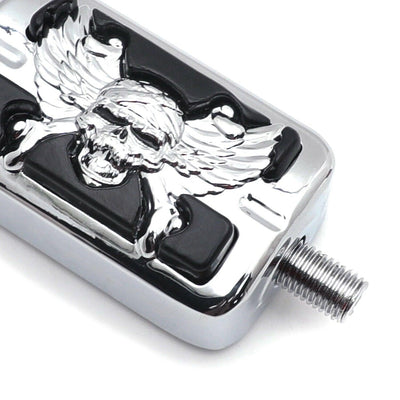 Chrome 87-14 for HARLEY DYNA V-ROD CVO SOFTAIL MOTORCYCLE SKULL FOOT PEG PEDAL - Moto Life Products