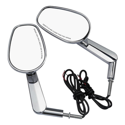 Pair Muscle Rear View Mirrors LED Turn Signals Fit For Harley VRSCF V Rod - Moto Life Products