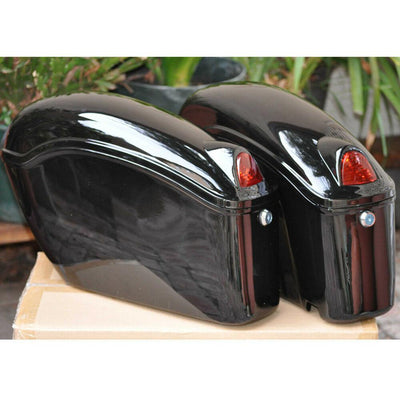 New universal Black Hard saddle bags w/ light bracket For Motorcycle cruiser - Moto Life Products