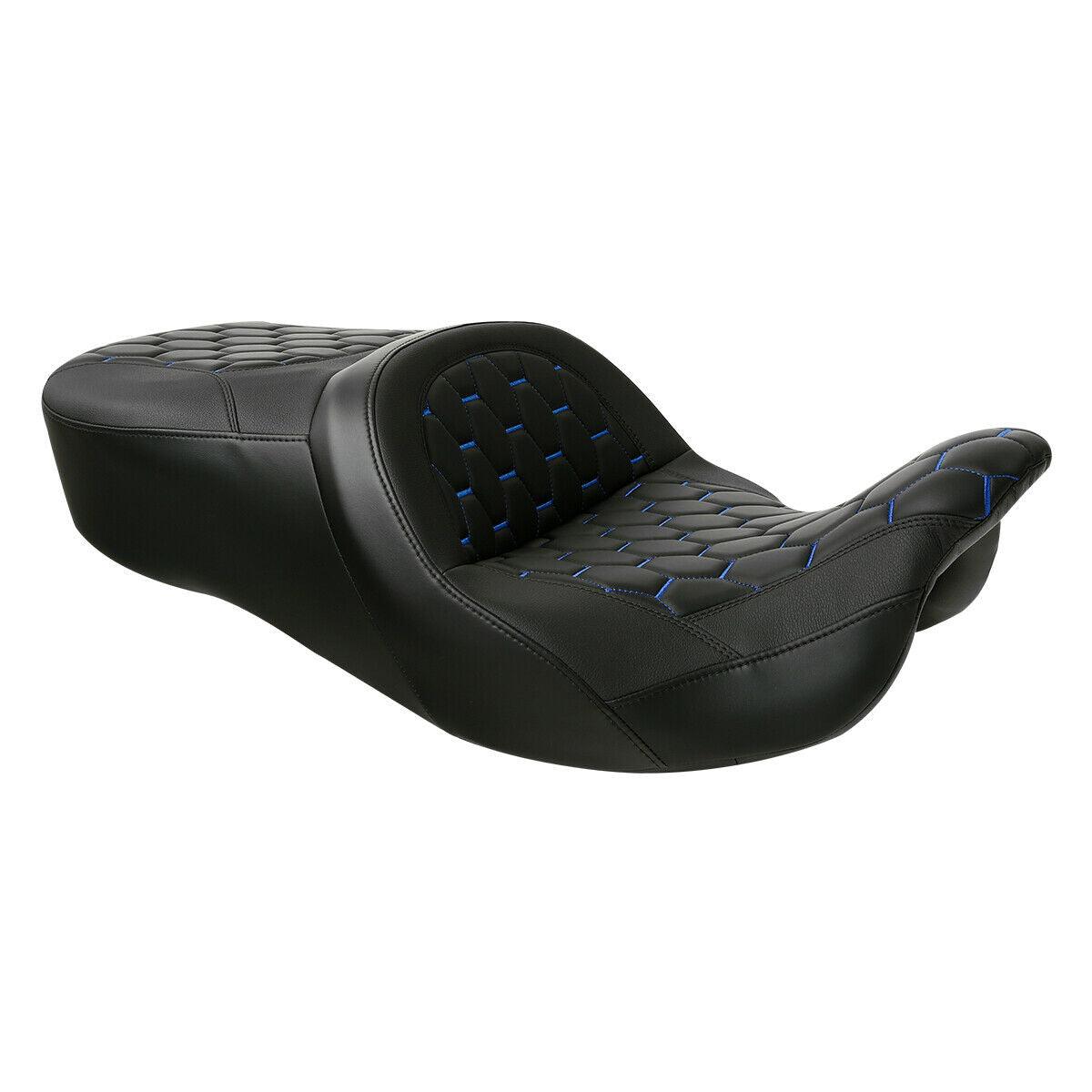 Black Blue Stitching Driver Passenger Seat Fit For Harley Street Glide 09-21 20 - Moto Life Products