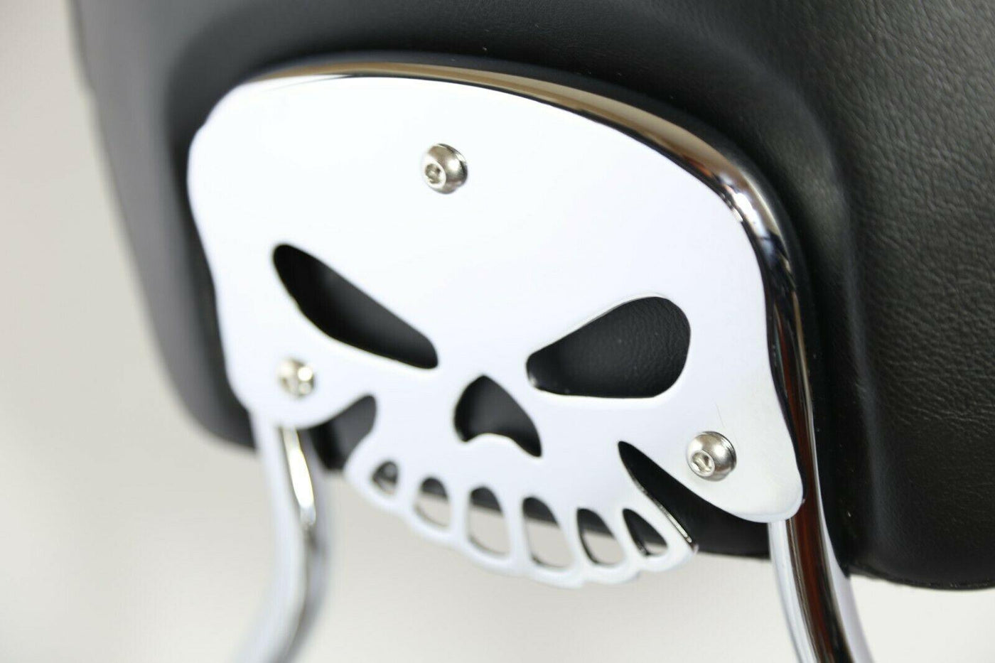 HD Sissy Bar Backrest Chrome Mount Kit Bracket Plate Skull Shaped for Harley - Moto Life Products