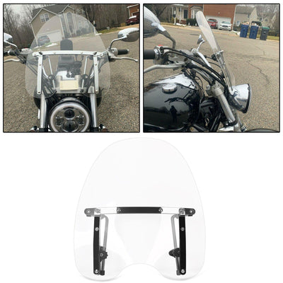 18"x16" Clear Windshield For Harley Honda Shadow Spirit 7/8" - 1" Handlebars - Moto Life Products
