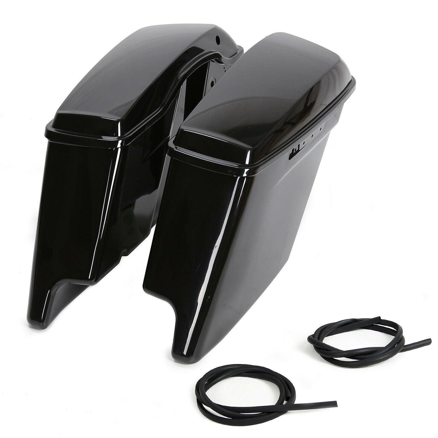 5" Stretched Hard Saddlebags Extended Vivid Black For 14-21 Harley Saddle Bags - Moto Life Products