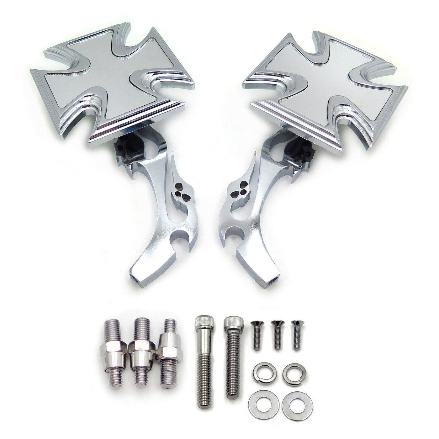 Maltese Cross Running Acrylic Mirrors For Harley Dyna Wide Glide Chrome - Moto Life Products