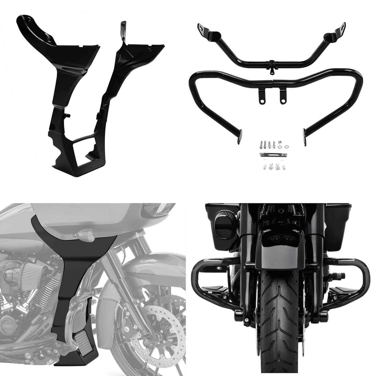 Engine Guard + Fairing Bracket Spoiler Cover Fit For Harley Road Glide 2017-2022 - Moto Life Products