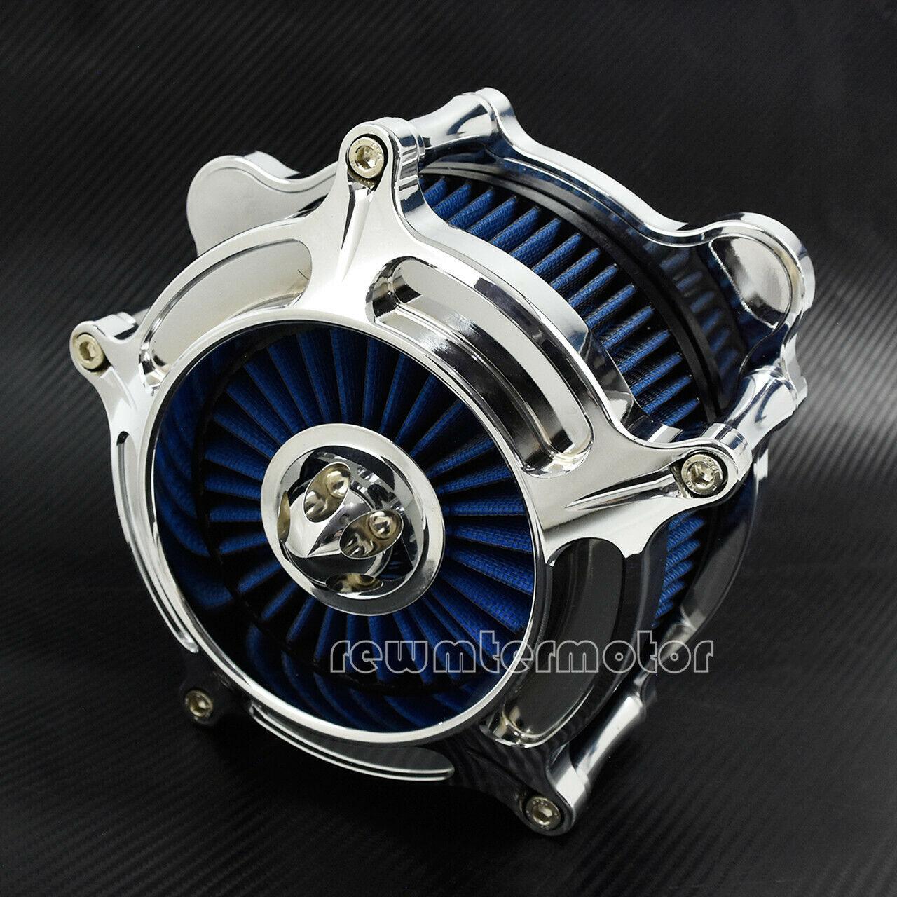Chrome Air Cleaner Blue Intake Filter Fit For Harley Touring Trike 08-16 Softail - Moto Life Products