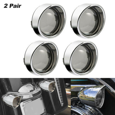 2" Turn Signal Chrome Bezels Visor Lens Cover Trim Fit for Harley Sportster Dyna - Moto Life Products