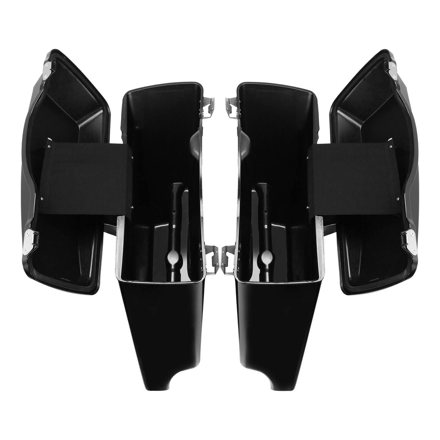 5" Stretched Hard Saddle Bags + Chrome Conversion Brackets For Harley HD Softail - Moto Life Products