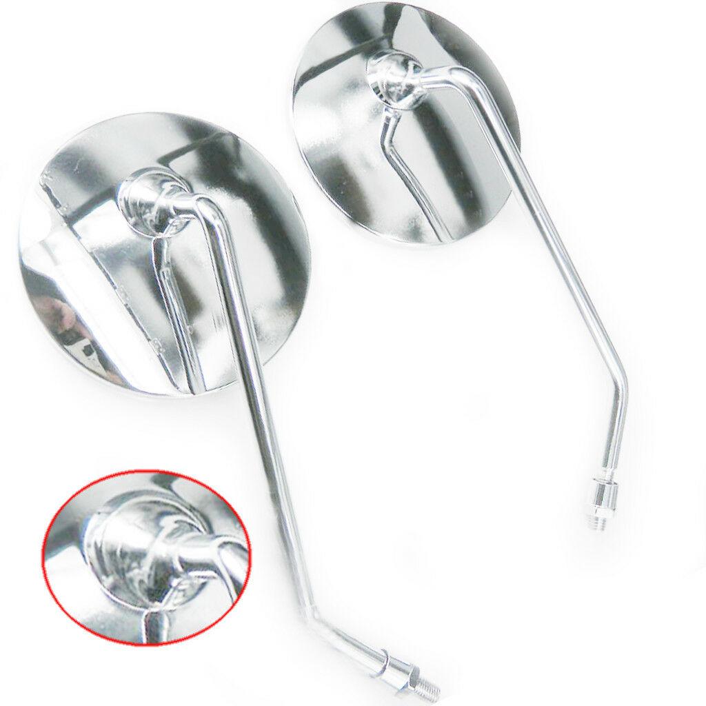 Motorcycle MIRRORS STAINLESS PAIR Round Stock Style Long Stem 10mm - Moto Life Products