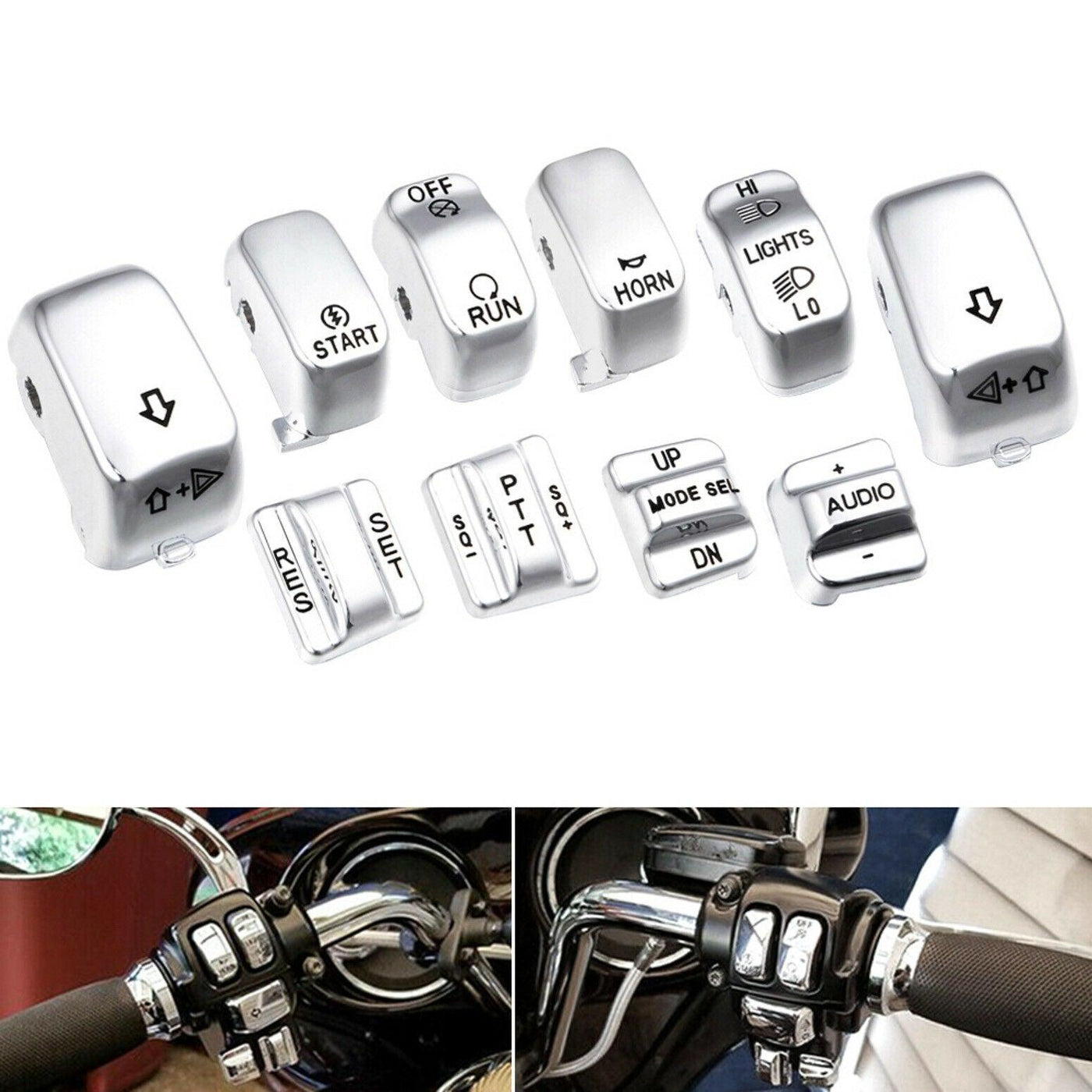 10pcs Chrome Replacement Housing Switch Cap Button Fit for Harley Touring 96-13 - Moto Life Products
