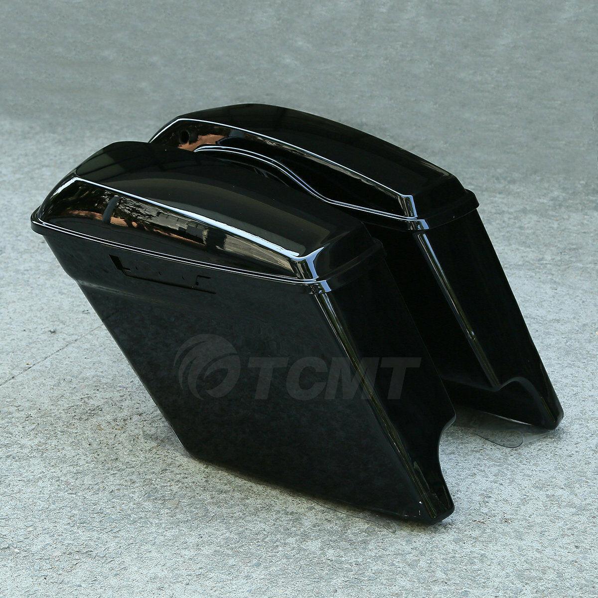 5" Vivid Black Stretched Extended Hard Saddlebags For 14-20 Harley Touring Model - Moto Life Products