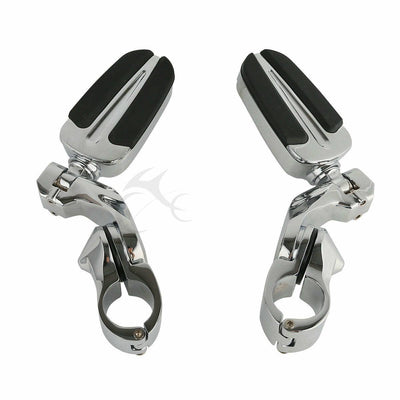 Slipstream Foot Pegs Rests & 1.25" Short Angled Adjustable Mount Fit For Harley - Moto Life Products