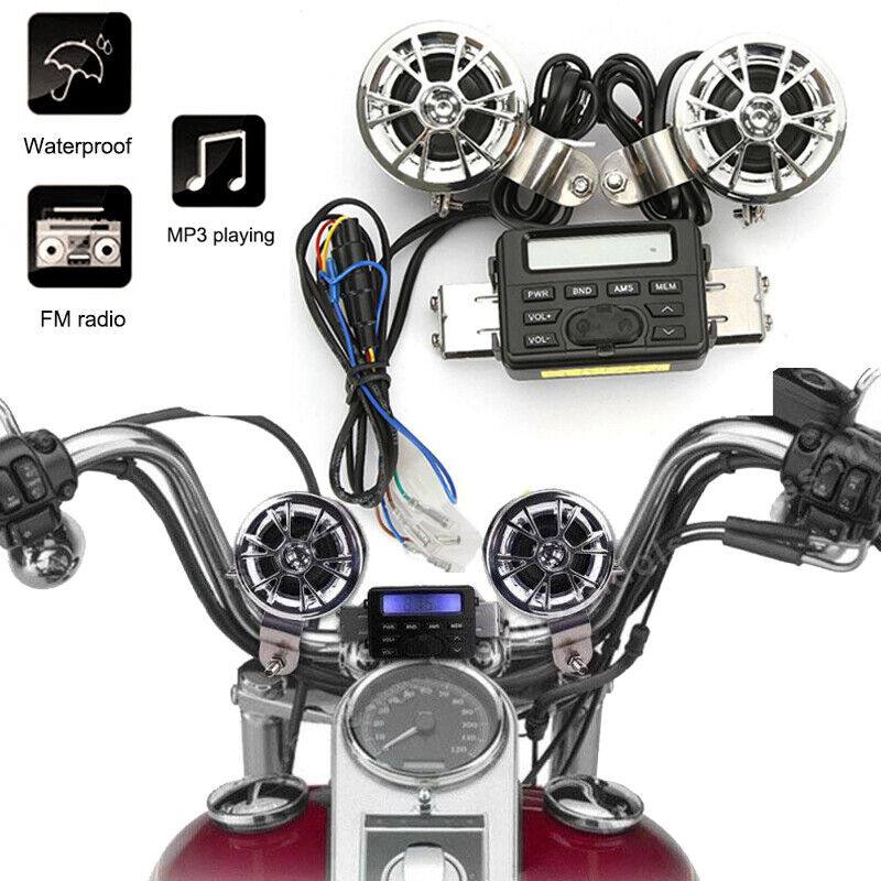 Waterproof bluetooth Motorcycle Stereo Speakers Audio FM Radio System For Harley - Moto Life Products