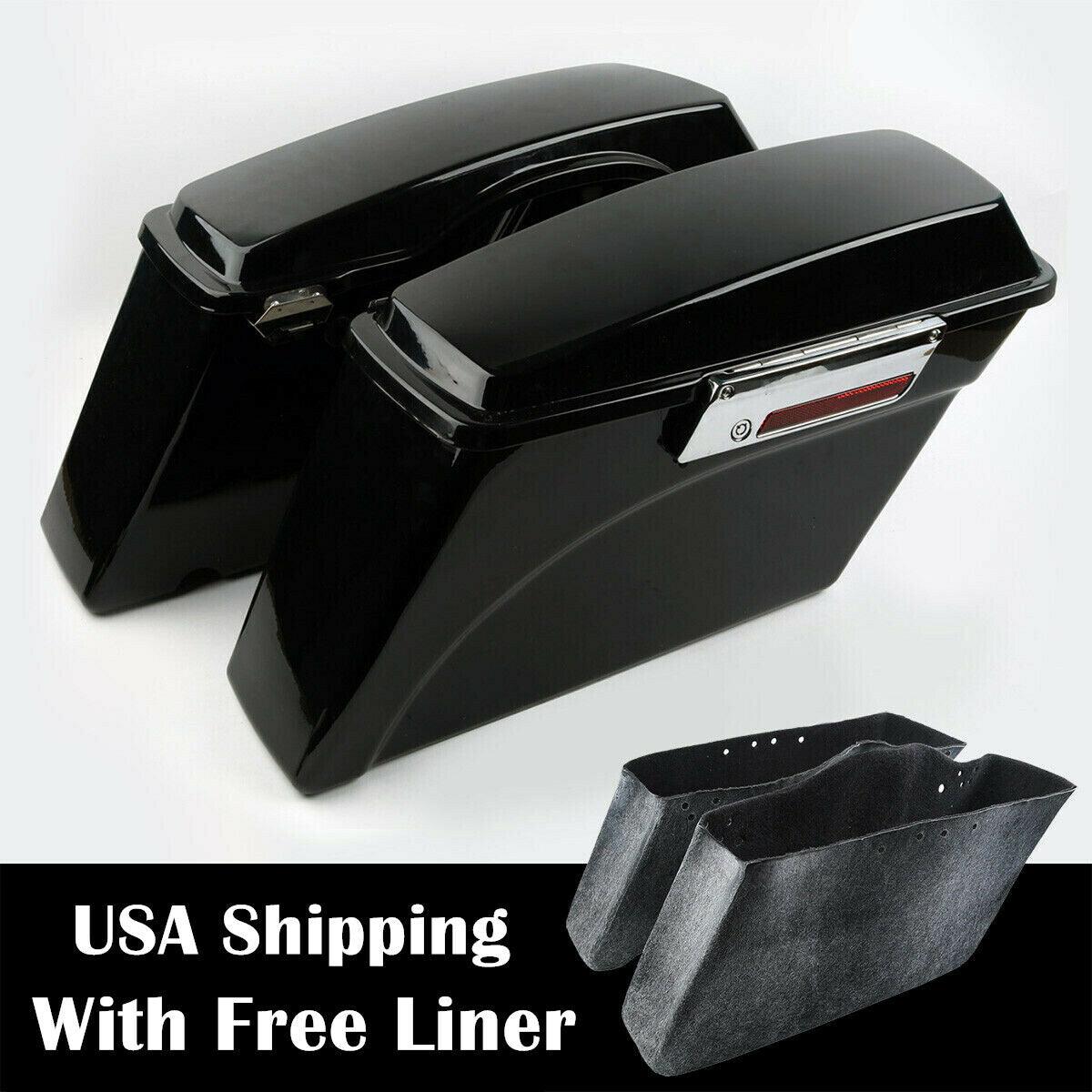 Hard Saddlebags Saddle bags W/ Lid Latch Key For Harley Touring Models 94-13 NEW - Moto Life Products