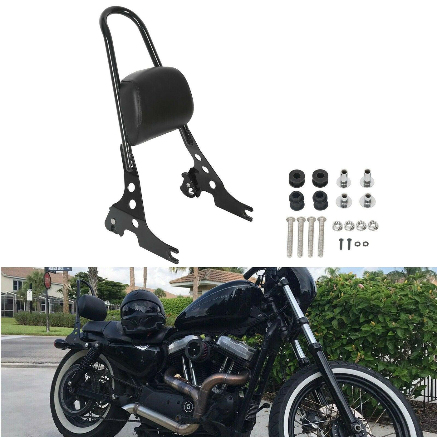 Passenger Sissy Bar Backrest Pad For Harley Davidson Sportster 1200 Iron XL883N - Moto Life Products