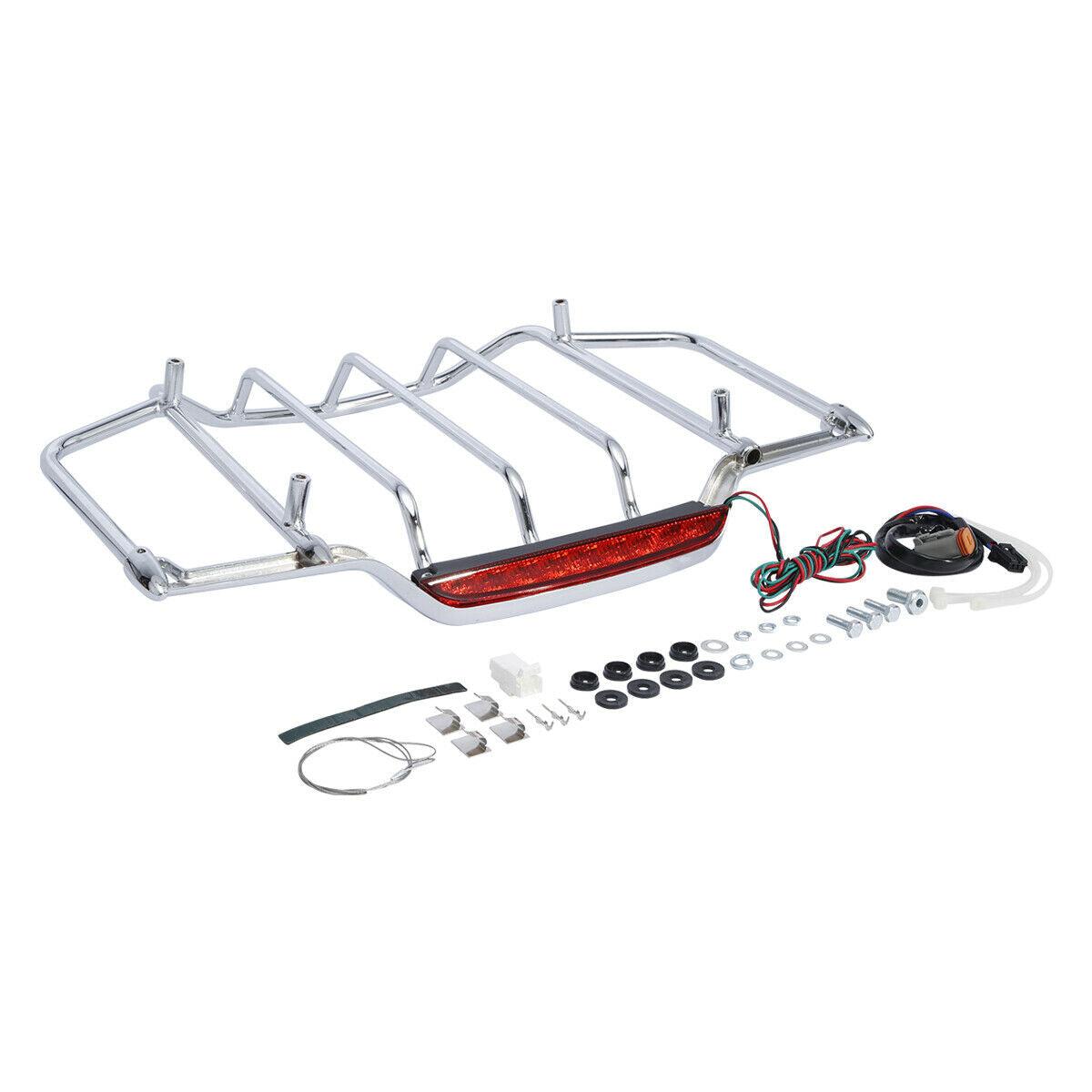 Chrome Luggage Rack W/ Light For Harley Tour Pak Trunk Pack Road Glide 1993-2013 - Moto Life Products