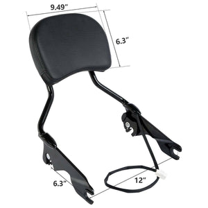 Gloss Black Sissy Bar Upright Red Brake Light Fit For Harley Street Glide 14-22 - Moto Life Products