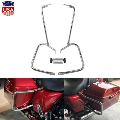 Chrome Rear Saddlebag Bracket Guard Bars Fit For Harley Touring Glide 1997-2008 - Moto Life Products