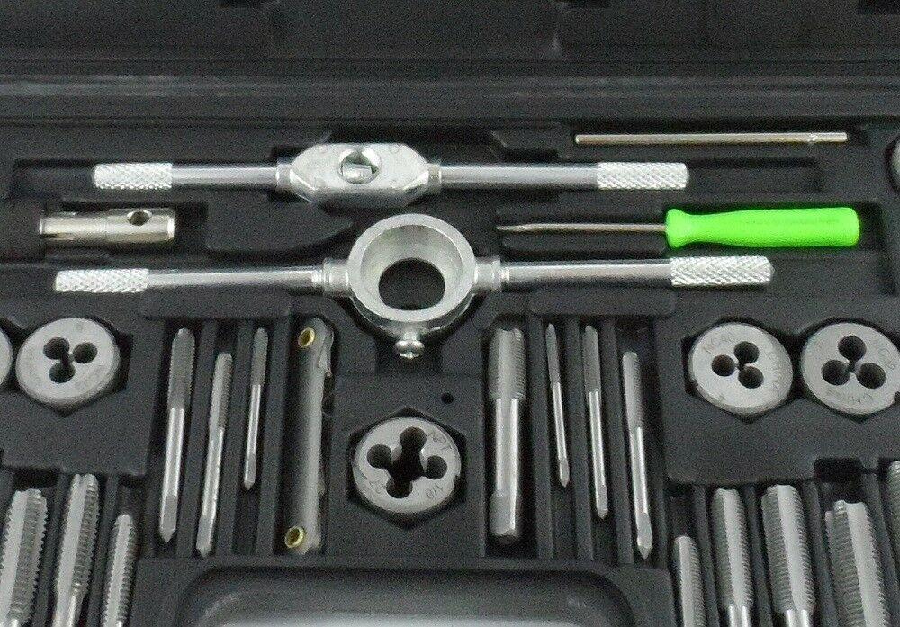 40pc Metric Tap & Die Set w/ Case Screw Extractor Remover Kit Thread Cleaner NEW - Moto Life Products