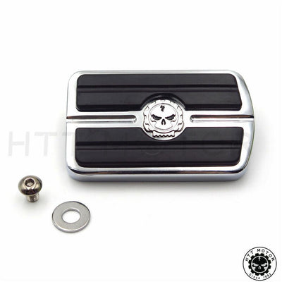 For Harley Softail Dyna Electra Glide CHROME SKULL REAR BRAKE PEDAL COVER - Moto Life Products