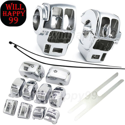 Chrome Switch Housing Cover +10Pcs Caps Fit for Harley Electra/Road Glide 96-13 - Moto Life Products