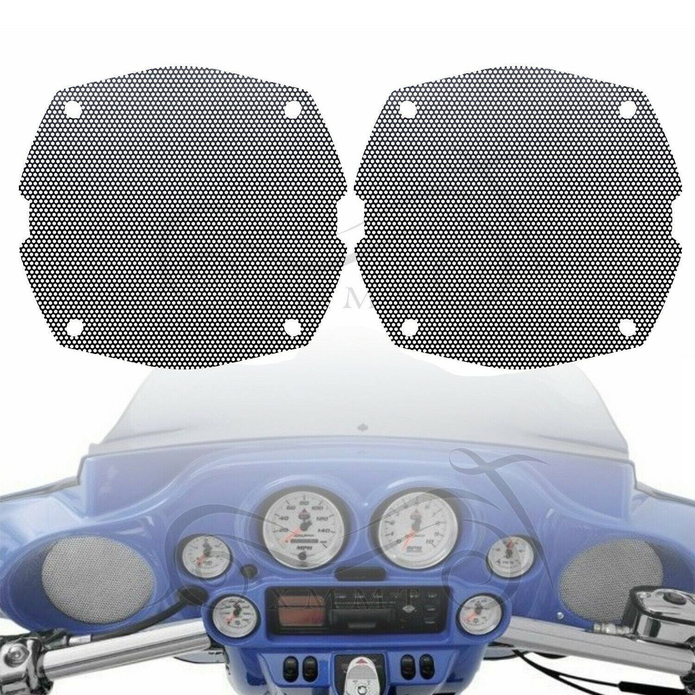 Black Mesh Front Fairing Speaker Grill Grilles Covers For Harley Touring Batwing - Moto Life Products