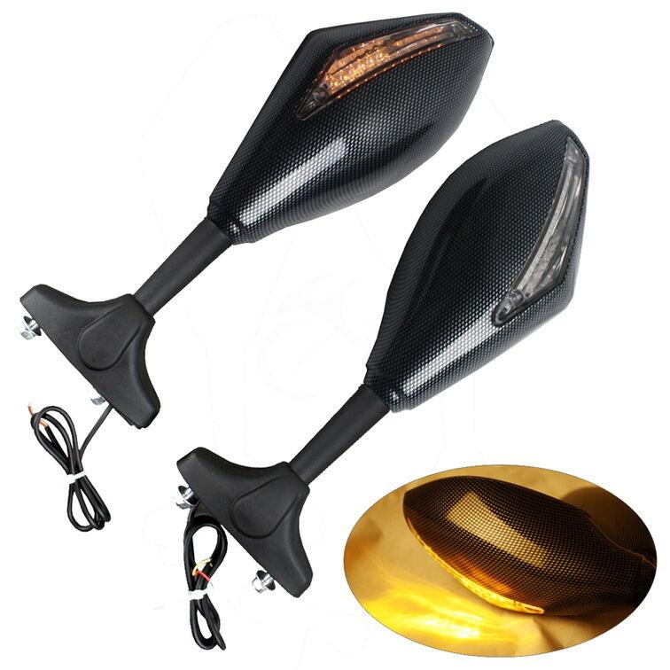 Racing Rearview Mirrors W/Turn Signal For Kawasaki ZZR600 04-08 Ninja 500R 04-09 - Moto Life Products