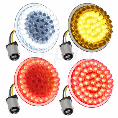 2" LED 1157 Front and Rear Turn Signal Lights Inserts Fit For Harley Road Glide - Moto Life Products