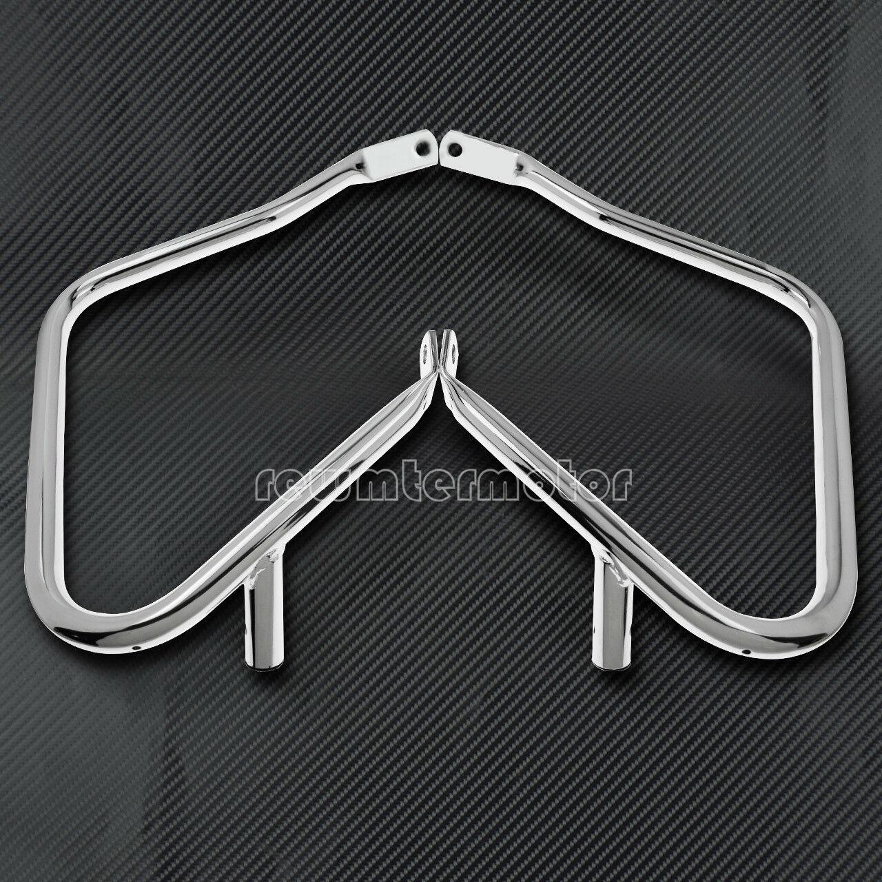 Chrome Saddlebag Bracket Guard Set w/ Support Bar Fit For Harley Touring 2014-18 - Moto Life Products
