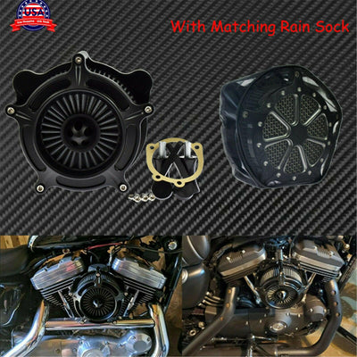 Matte Black Air Cleaner Grey Intake Filter + Rain Sock Fit For Touring 2008-2016 - Moto Life Products
