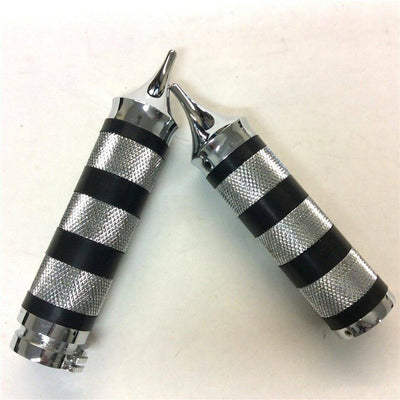 Ring Pointed Style 25mm Chrome Handlebar Grips For Harley Davidson 1986-2013 - Moto Life Products