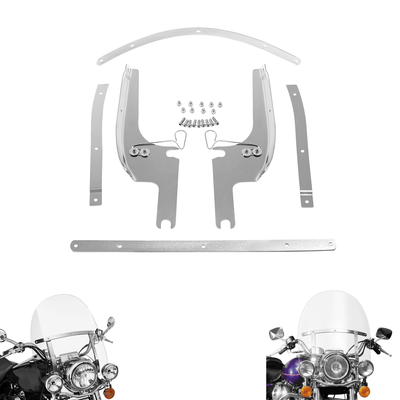 Chrome Windshield Windscreen Bracket Kit Fit For Harley Road King 1994-2022 2018 - Moto Life Products